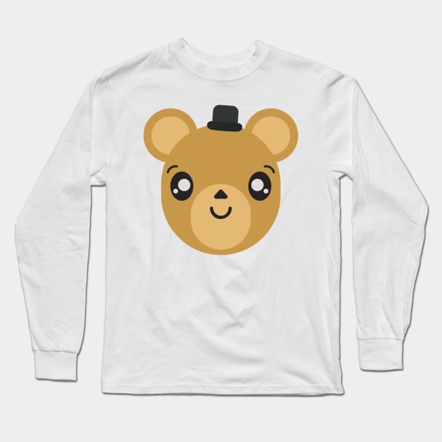 Cute Bear Cub With Hat Long Sleeve T-Shirt by StimpyStuff
